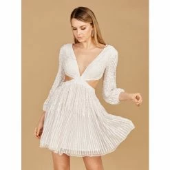 Lara Long Sleeve Cut Out Dress With Lace Up Back Dresses Black