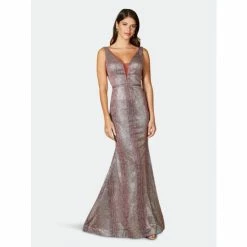 Lara 29461- Plunging V-Neckline Mermaid Snake Print Gown Dresses Wine Multi