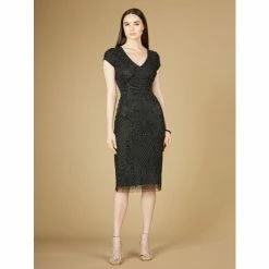 Lara Cap Sleeve Midi Gown Dresses Black