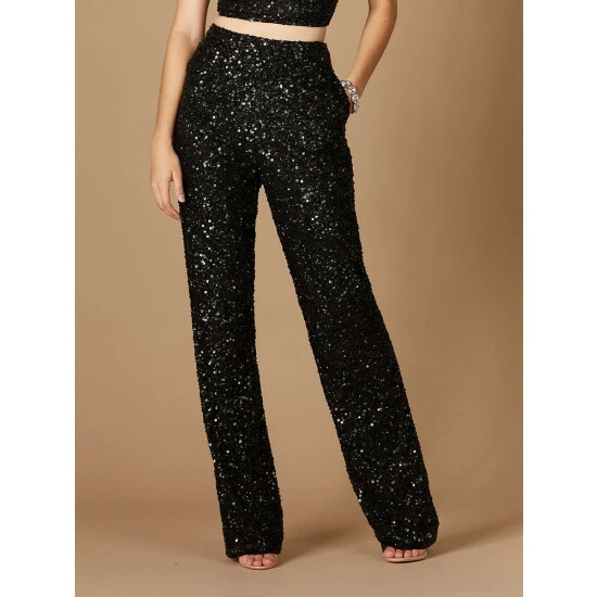 Lara 29307 - Beaded Pants With Pockets Black