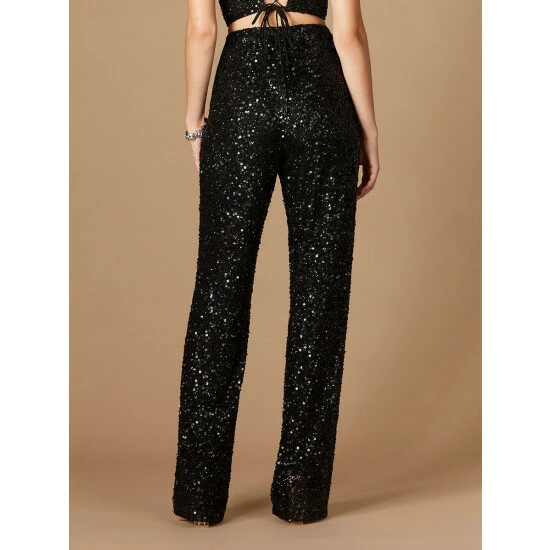 Lara 29307 - Beaded Pants With Pockets Black - Image 2