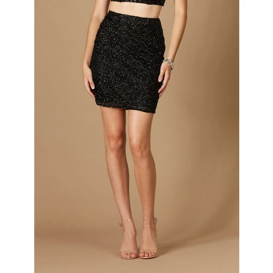 Lara 29308 - Beaded Short Skirt Skirts Ivory