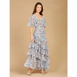 Lara Cape Sleeve Print Dress Dresses Slate