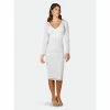 Lara 51076- Beaded Long Sleeve Midi Dress Dresses White