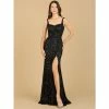 Lara Sweetheart Neckline, Beaded Gown With Slit Dress Dresses Black
