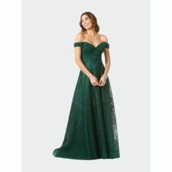 Lara Off Shoulder Ballgown Dresses Green