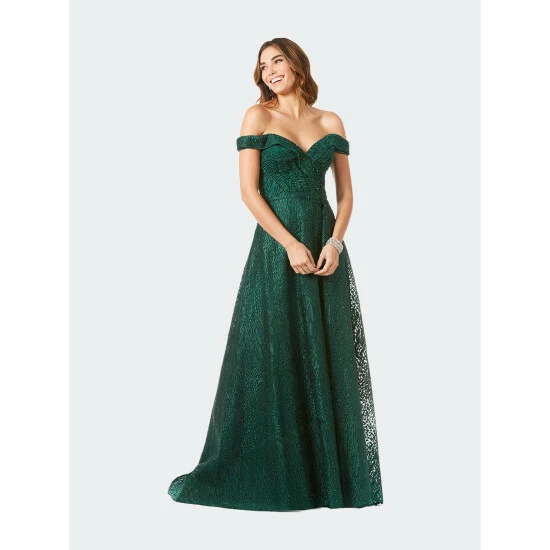 Lara Off Shoulder Ballgown Dresses Green