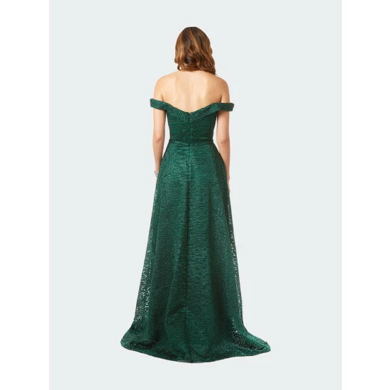 Lara Off Shoulder Ballgown Dresses Green - Image 2