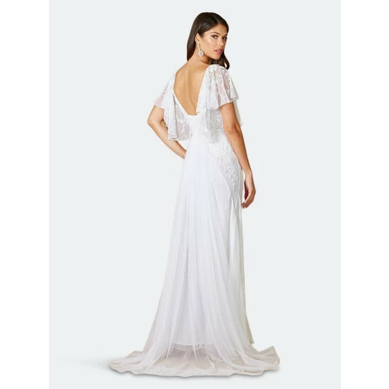 Lara 51056 - Beaded Bridal Gown With Cape Sleeves Dresses Ivory - Image 2