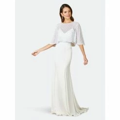 Lara 51063 - Cape Sleeve Beaded Jacket Coats, Jackets & Blazers Ivory