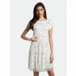 Lara 33404 - Beaded White Short Dress Dresses Ivory