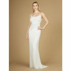 Lara Scoop Neck, Open Back Beaded Bridal Gown Dresses Ivory