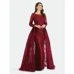 Lara Gorgeous Overskirt Dress With Long Sleeves Dresses Darkred