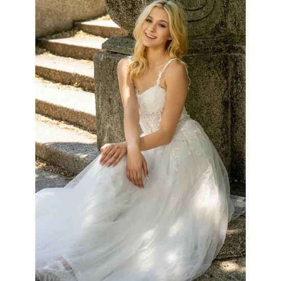 Lara 51042 - Sheer Bodice Lace Bridal Ballgown Dresses Ivory - Image 4