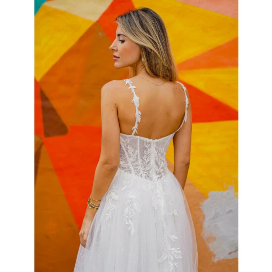 Lara 51042 - Sheer Bodice Lace Bridal Ballgown Dresses Ivory - Image 7