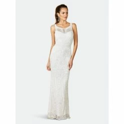 Lara 51086- Beaded Bridal Gown With Illusion Neckline Dresses Ivory