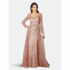 Lara 29782 - Beaded Lace Overskirt Ballgown Dresses Dusty Rose