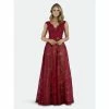 Lara 33598 - Sleeveless Beaded Ball Gown Dresses Red
