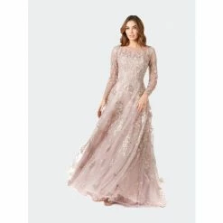 Lara Beaded Long Sleeve Overskirt Dress Dresses Mauve