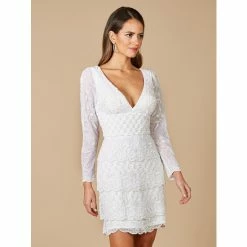 Lara Goldie Beaded V-Neck Mini Dress Dresses Ivory