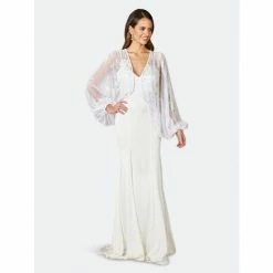 Lara 51103- Long Sleeve Floral Beaded Jacket Coats, Jackets & Blazers Ivory