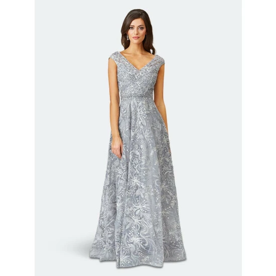 Lara 29478 - Cap Sleeve Lace Ballgown Dresses Multi