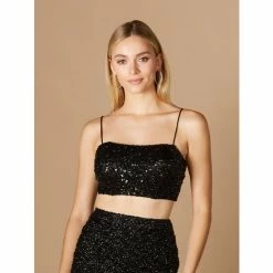 Lara 29312 - Spaghetti Strap Beaded Top Tops Ivory