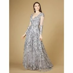 Lara 29239 - A-line Gown With Long Sleeves, V-Neckline Dresses Dusty Purple