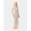 Lara Fitted Long Sleeve Beaded Gown Dresses Ivory/nude