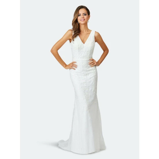 Lara 51043 - Lace Mermaid Bridal Gown With Removable Cape Dresses Ivory - Image 4