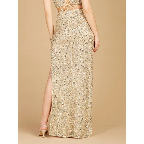 Lara 29311 - Long Side-Slit Beaded Skirt Skirts Confetti - Image 4