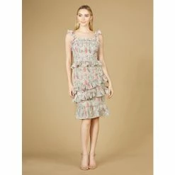 Lara 29272 - Print Midi Length Dress Dresses White Print