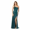 Lara One-Shoulder Beaded Gown With Slit Dresses Black