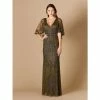 Lara Cape Sleeve V-Neck Beaded Gown Dresses Black