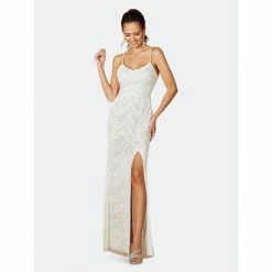 Lara 51092- Beaded Bridal Gown With Slit Dresses Ivory