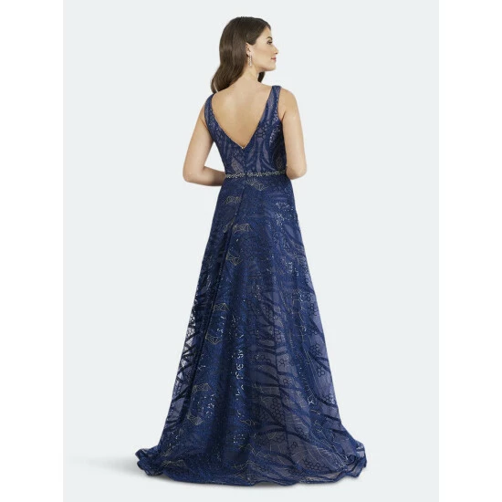 Lara 29637 - Navy Dress With An Overskirt Dresses - Image 2