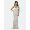 Lara 51019 - Spaghetti Strap Beaded Gown Dresses White