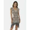 Lara 29609 - Beaded Fringe Short Cocktail Dress Dresses Blush