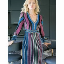 Lara 33541 - Multi Colored Sequin Long Dress Dresses Black/multi