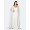 Lara 51101- Long Flowing Beaded Cape Sweatshirts & Sweaters Ivory