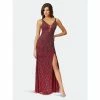 Lara 29374 - Beaded Tank Dress With Slit Dresses Wine