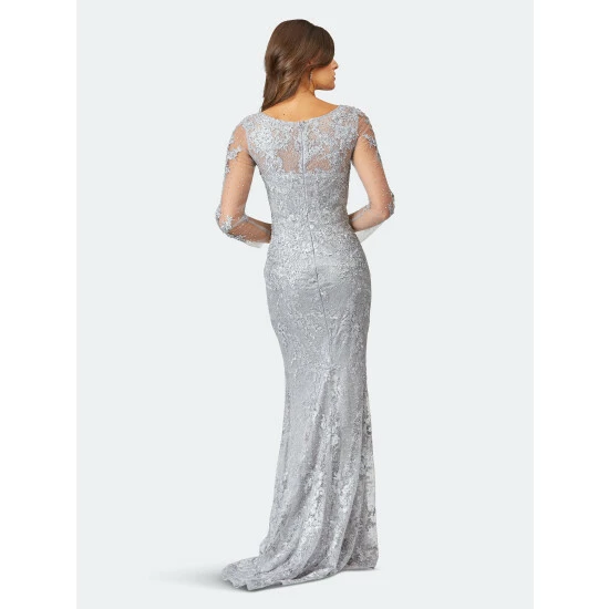 Lara 29473 - Long Sleeve Lace Mermaid Gown Dresses Slate Stone - Image 2