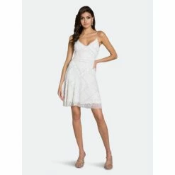 Lara 29989 Beaded, A-line, Mini Dress Dresses Ivory
