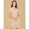 Lara Beaded Short Dress With Cape Sleeves Dresses Buff Pearl