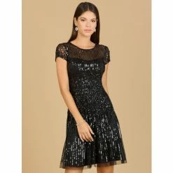 Lara Cap Sleeve Sequin Short Dress Dresses Black