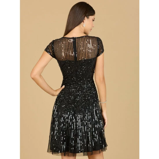 Lara Cap Sleeve Sequin Short Dress Dresses Black - Image 2