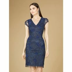 Lara 29179 - Cap Sleeve Embellished Dress Dresses Eggplant