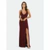 Lara 29391 - Spaghetti Strap Beaded Gown With Slit Dresses Wine