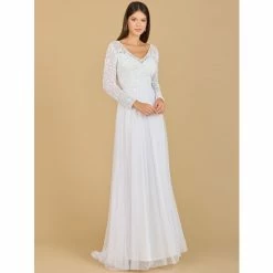 Lara Long Sleeve Bridal Gown With Flowy Skirt Dresses Ivory
