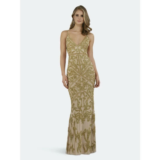 Lara 29744 - Spaghetti Strap Beaded Dress Dresses Blush